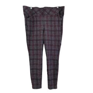 Pixie Skinny Luxe Ponte High‎ Rise Pants Herringbone Plaid Gray Size 2X Pockets